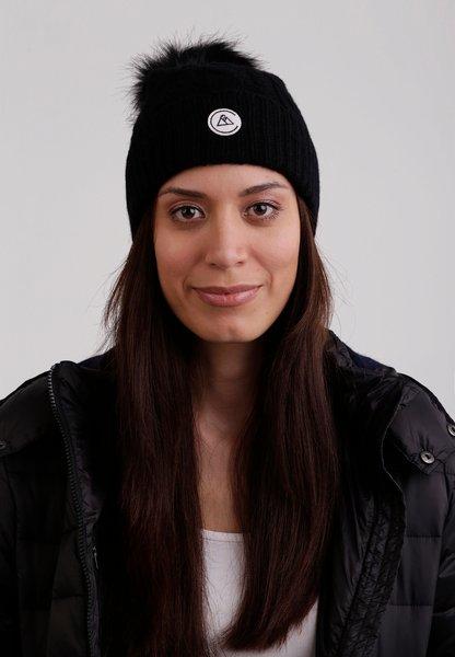 CASH-MERE.CH Kaschmir Mütze mit Zopfmuster und Bommel  