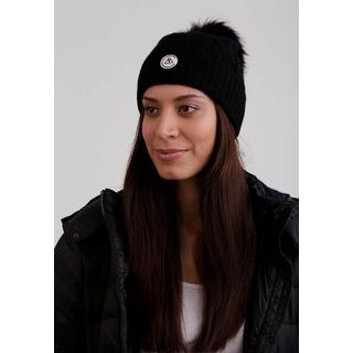 CASH-MERE.CH Kaschmir Mütze mit Zopfmuster und Bommel  