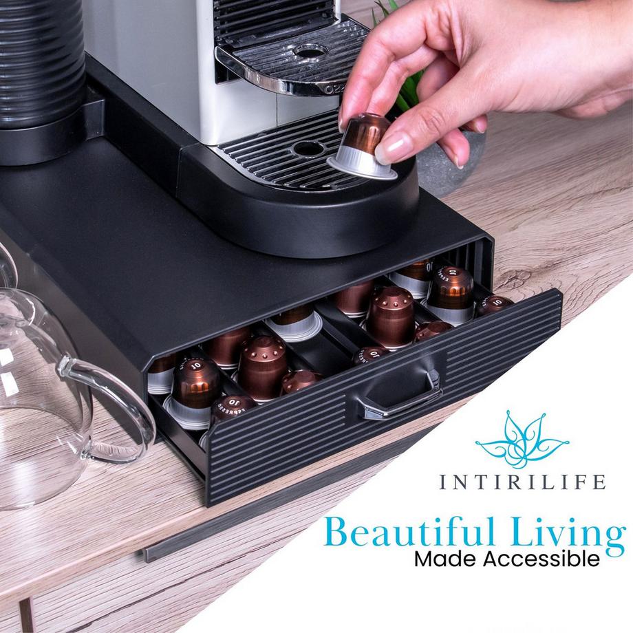 Intirilife  Intirilife Aufbewahrungsschublade für 50 Kaffeekapseln- Kompatibel mit Nespresso Kapseln 