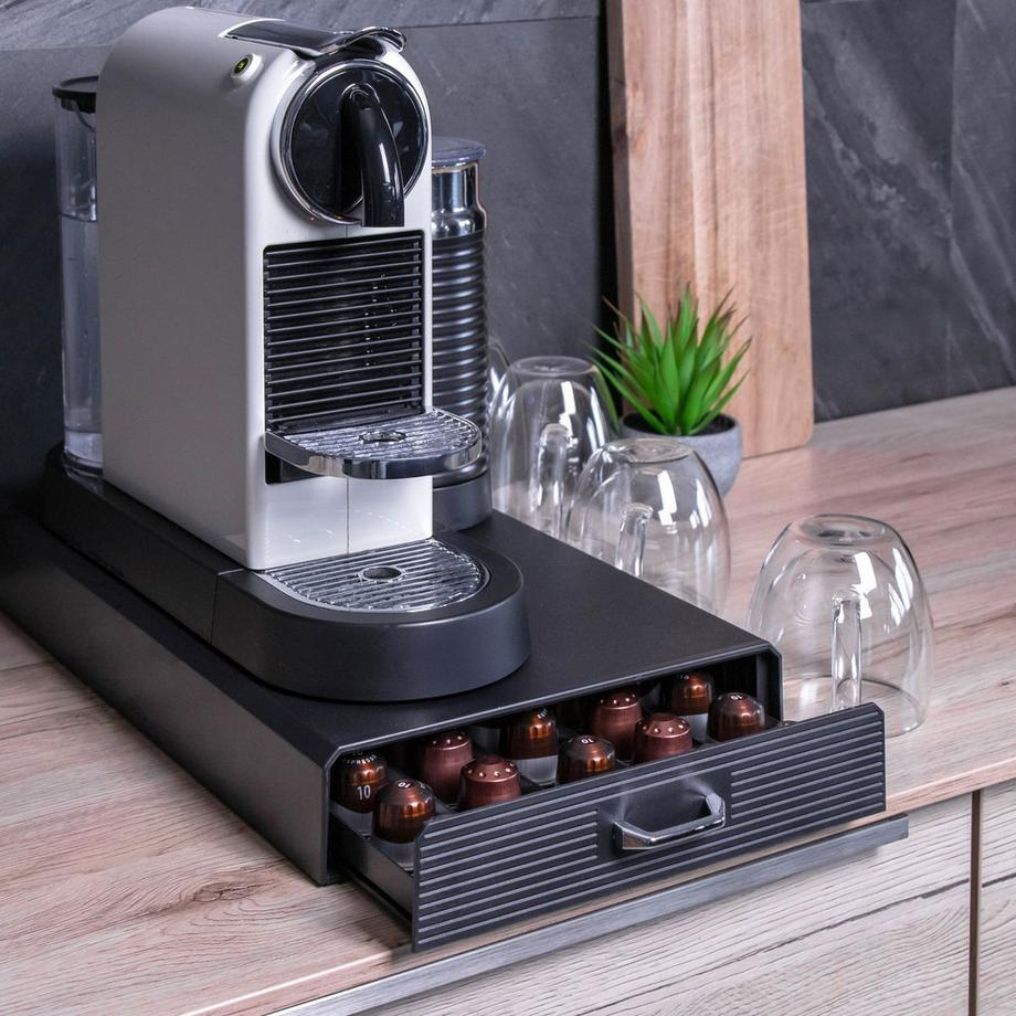 Intirilife  Intirilife Aufbewahrungsschublade für 50 Kaffeekapseln- Kompatibel mit Nespresso Kapseln 