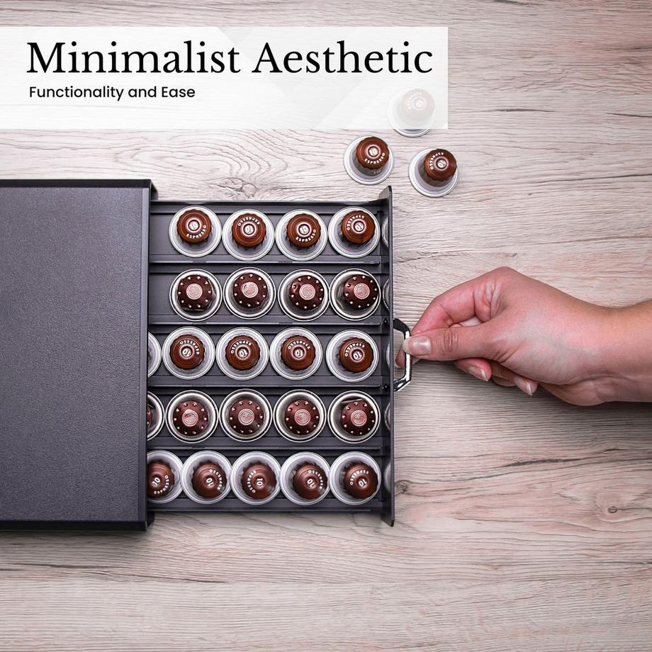 Intirilife  Intirilife Aufbewahrungsschublade für 50 Kaffeekapseln- Kompatibel mit Nespresso Kapseln 