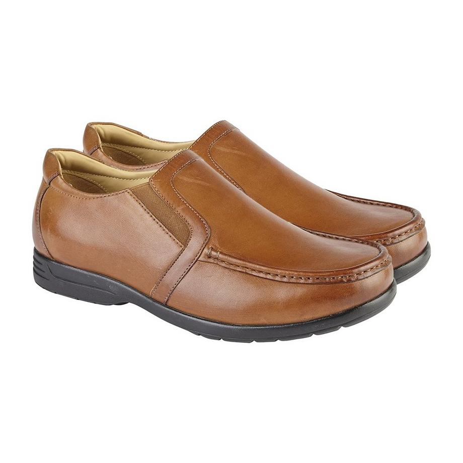 Roamers Chaussures en Cuir Extra Larges Twin Gusset  