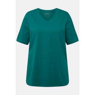 Ulla Popken  T-shirt dal taglio svasato con scollo a V e mezze maniche 