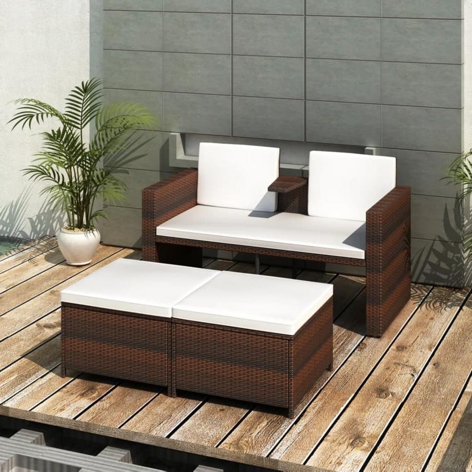 VidaXL Ensemble de mobilier de jardin rotin synthétique  