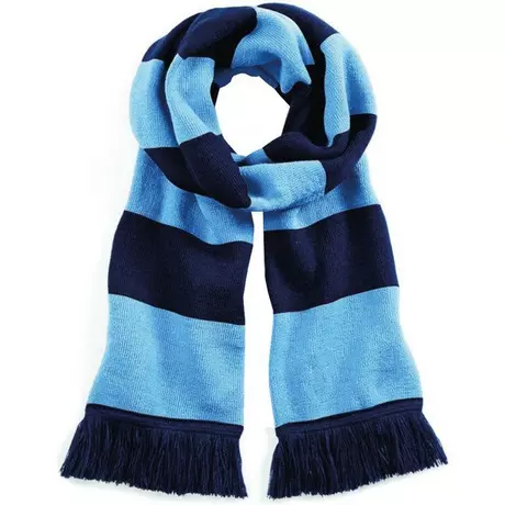 Beechfield Écharpe d'hiver Varsity (tricot à double épaisseur)  Bleu