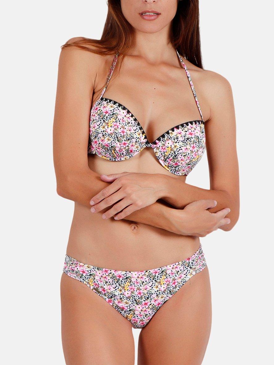 Image of Admas 2-teiliges Bikini-Set push-up rückenfrei Skin Pink FLowers - 42