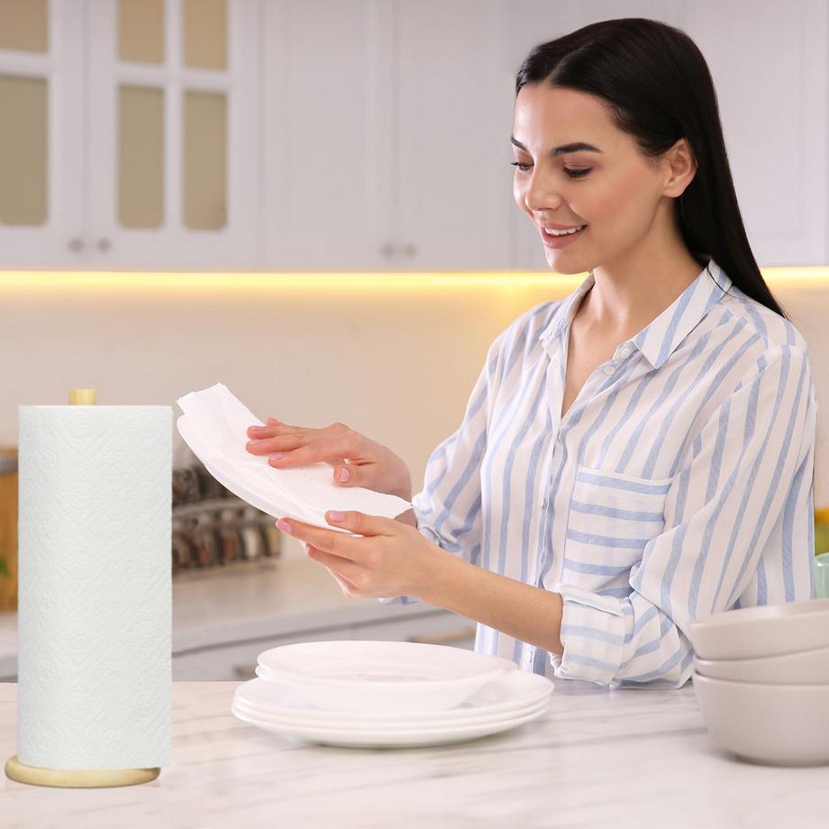 B2X Porte-rouleau de papier essuie-tout rond en bambou  