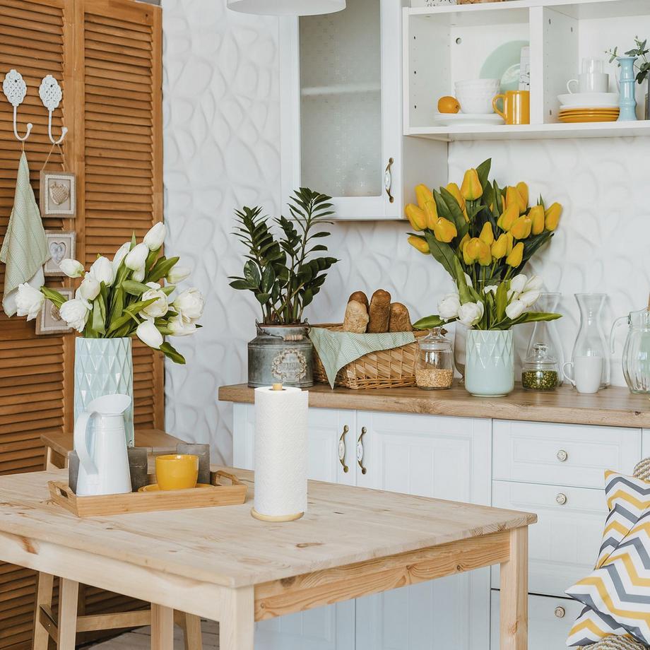 B2X Porte-rouleau de papier essuie-tout rond en bambou  