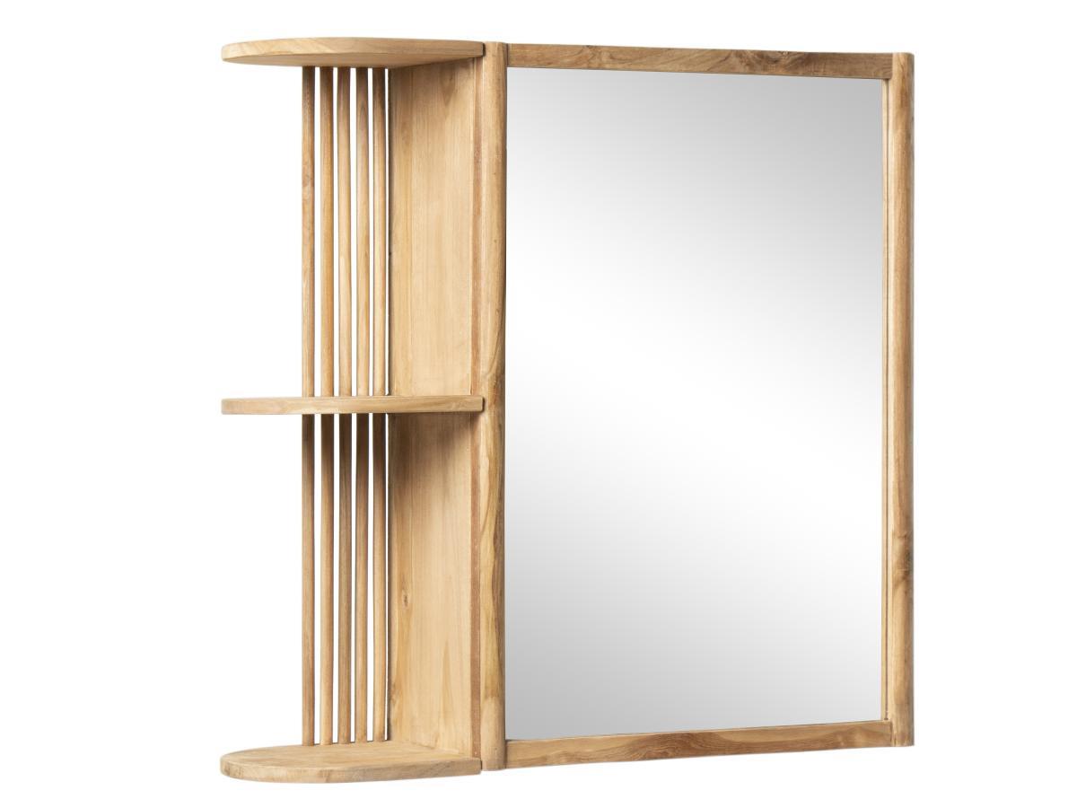 Vente-unique Armoire murale de salle de bain en teck avec miroir et niches - Coloris naturel - CIMAHI  