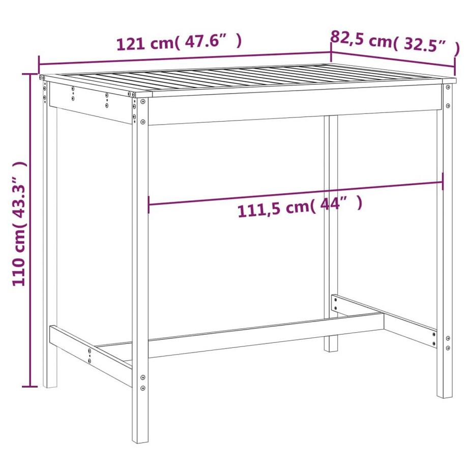 VidaXL Table de jardin bois de pin  