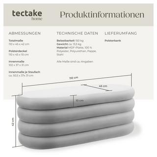 Tectake Banc rembourré ALTU avec espace de rangement  