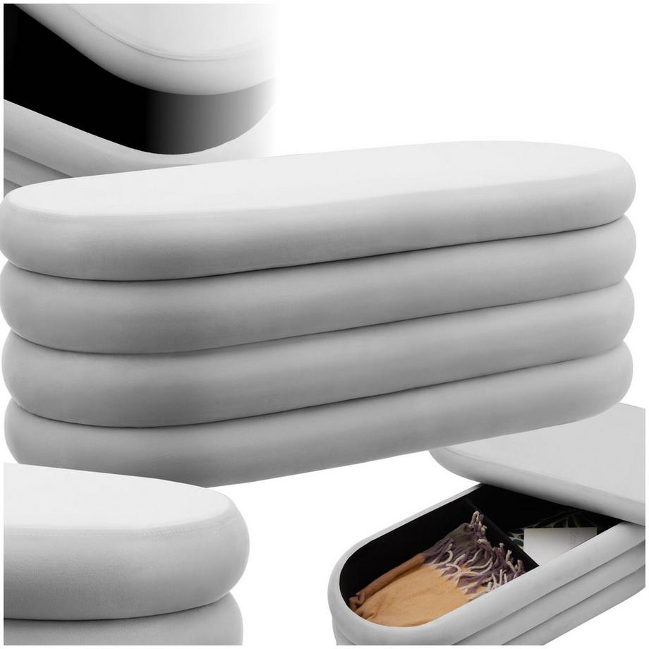 Polsterbank Altu mit Samt oder Bouclé 2 große Staufächer