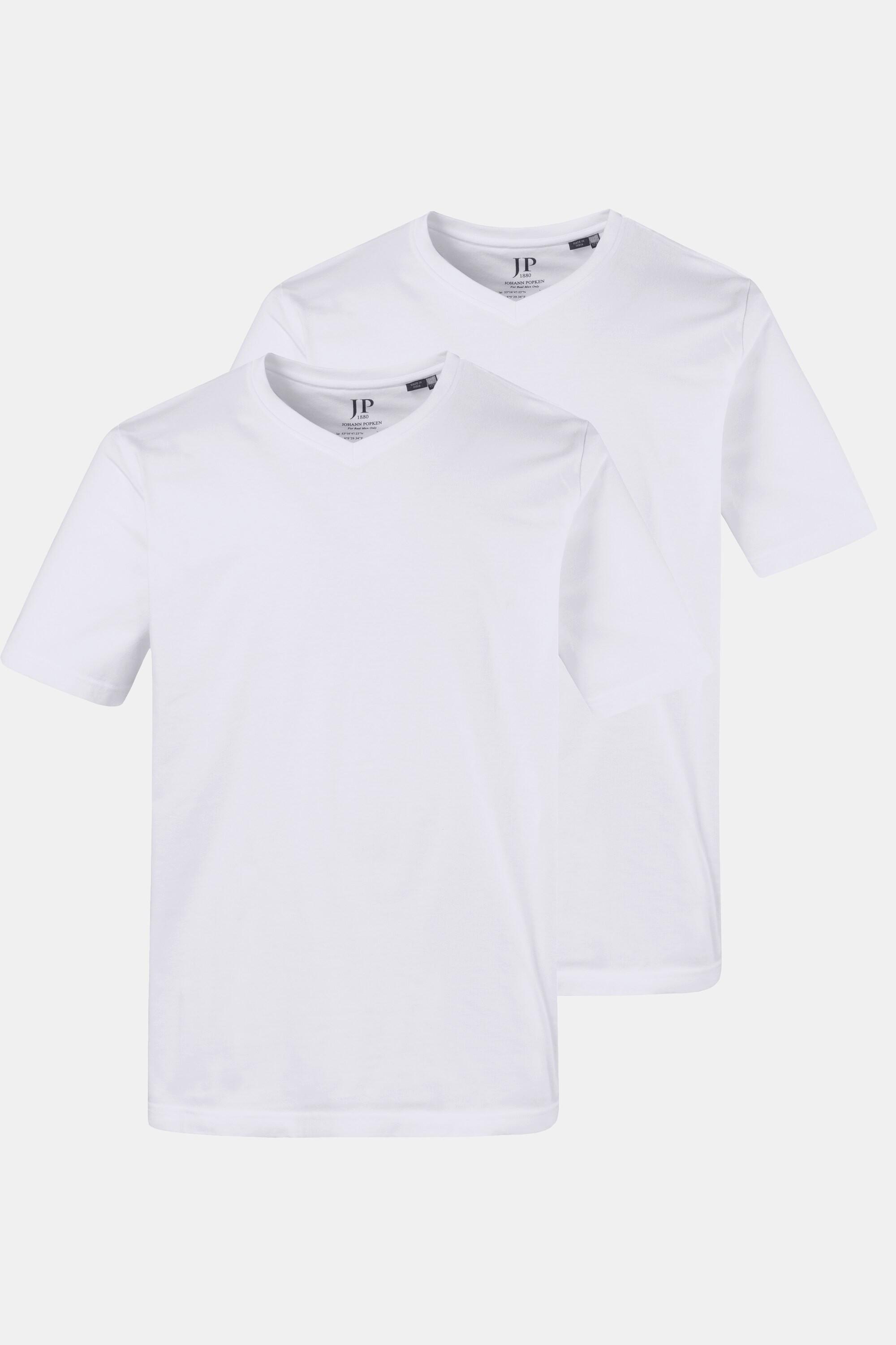 JP1880  T-shirts, collection Basic, lot de 2. Col en V et manches courtes blanc neige 