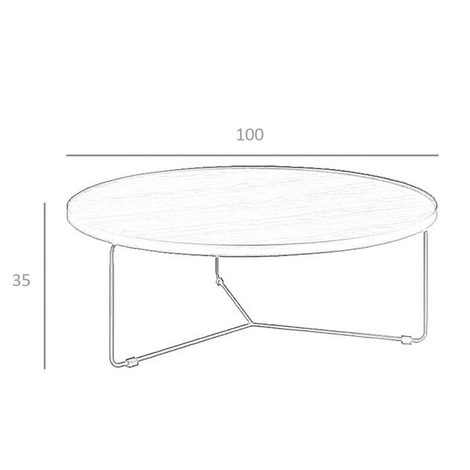 ANGEL CERDA Table basse ronde en noyer et acier noir  