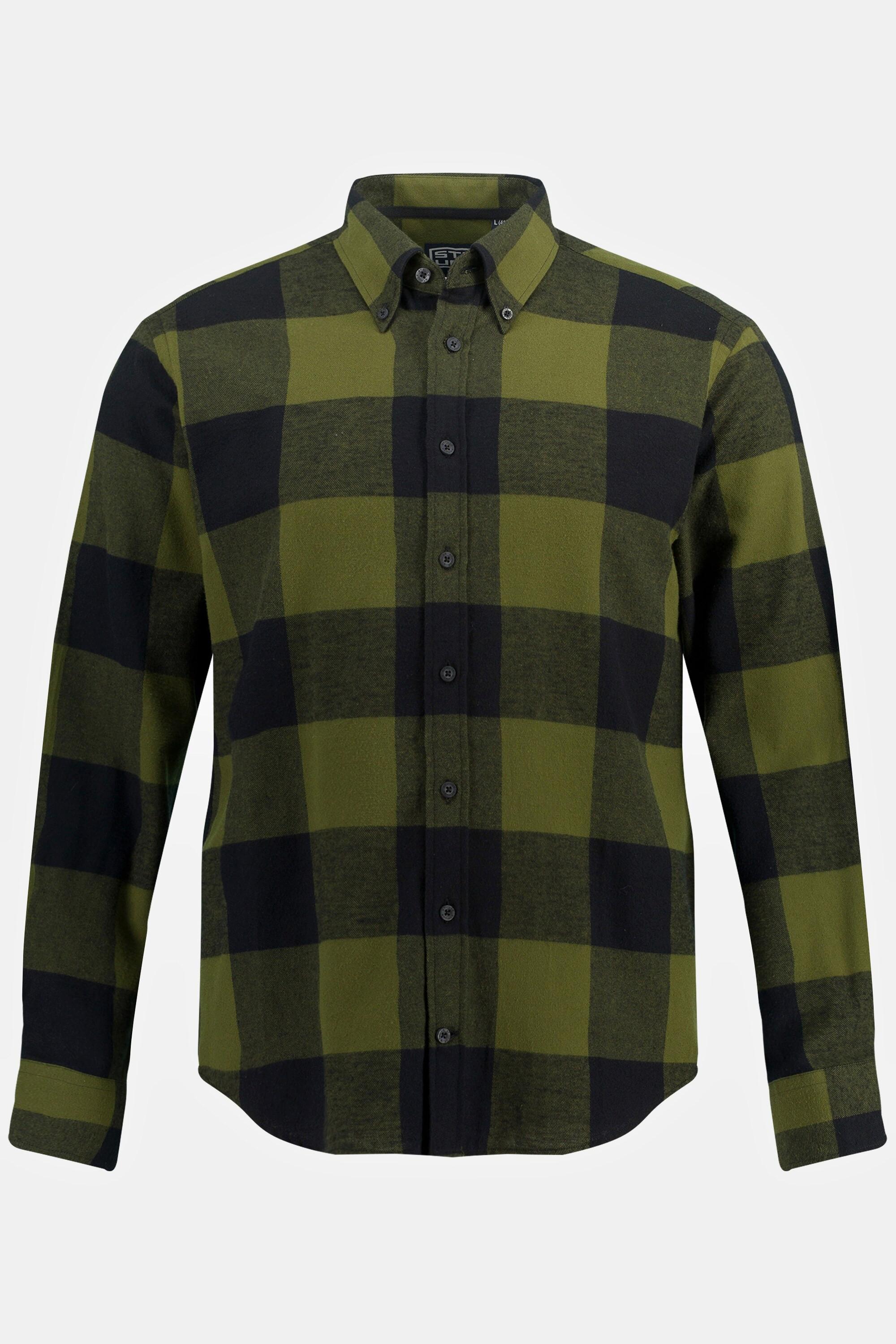 Sthuge  Karo-Flanellhemd, Langarm, Modern Fit, Buttondown-Kragen 