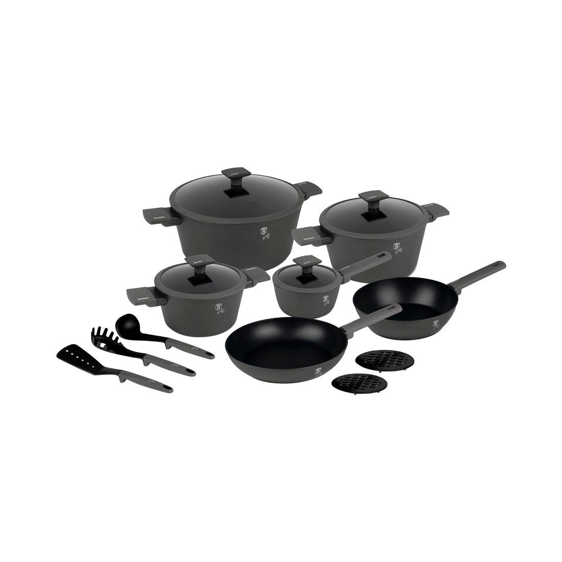 Berlinger Haus Kochgeschirr-Set 15-teiliges  matt Anthracite Collection  