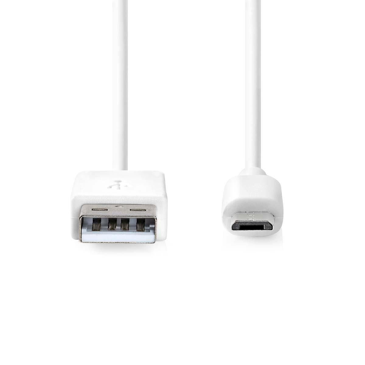 Nedis  Câble USB | USB 2.0 | USB-A mâle | USB Micro-B mâle | 480 Mbps | Nickelé | 1.00 m | Rond | PVC | Blanc | Boîte 