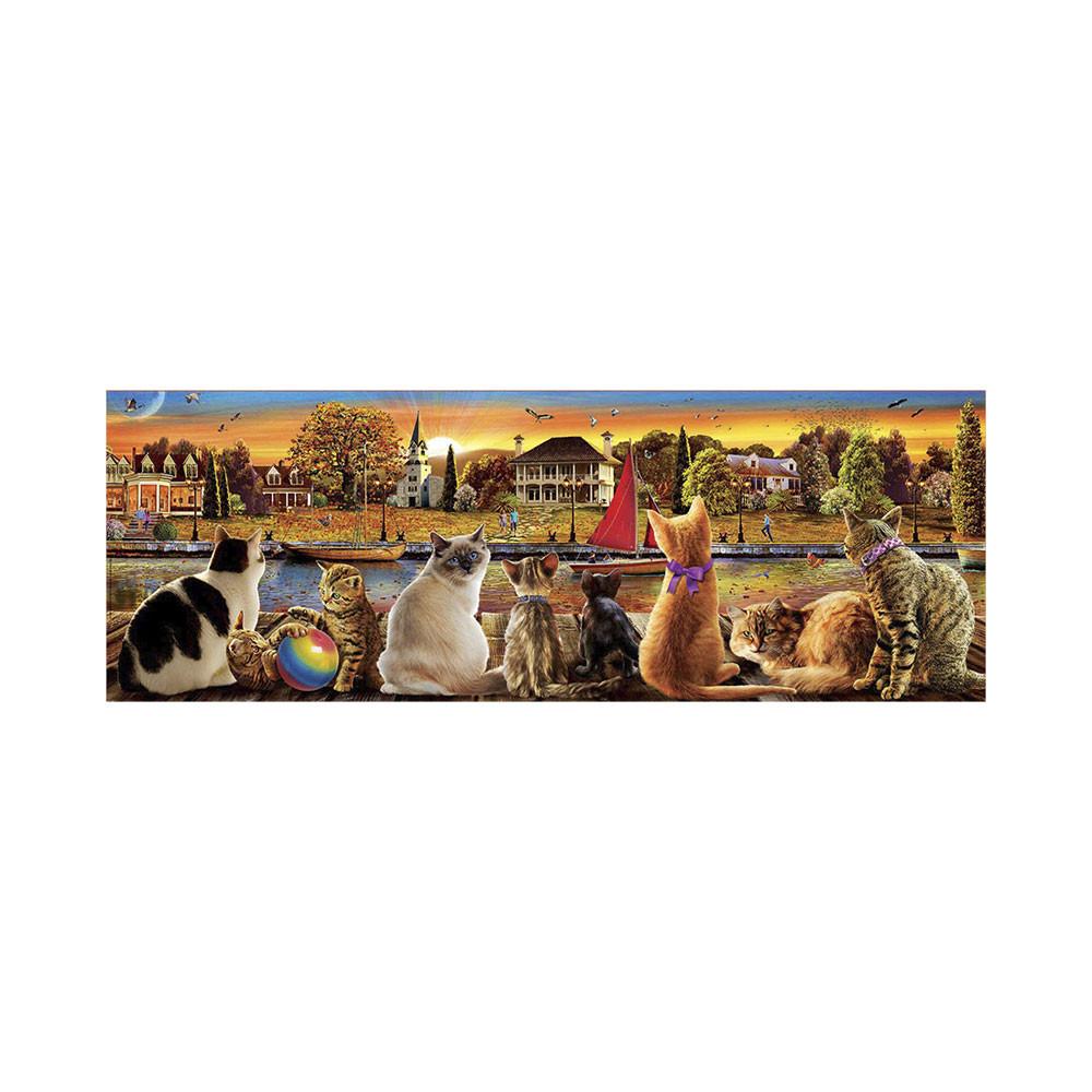 Educa  Panorama Puzzle 1000 Teile Katzen am Quai 18001 