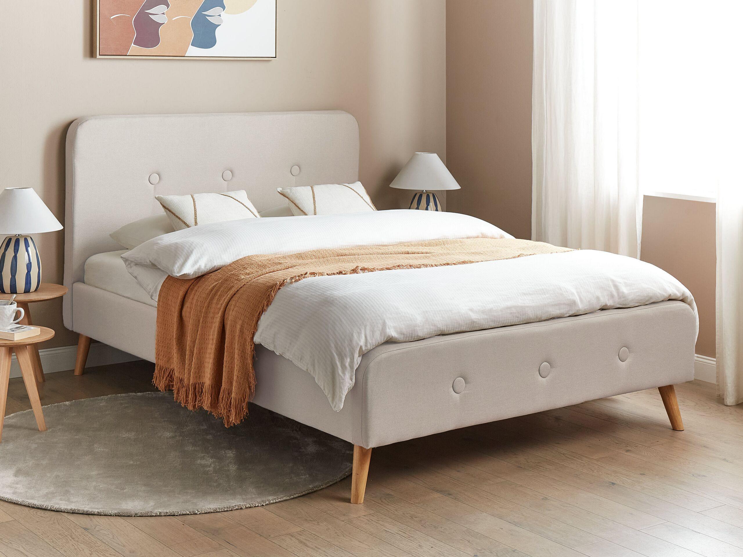 Beliani Bett mit Lattenrost aus Polyester Retro RENNES  