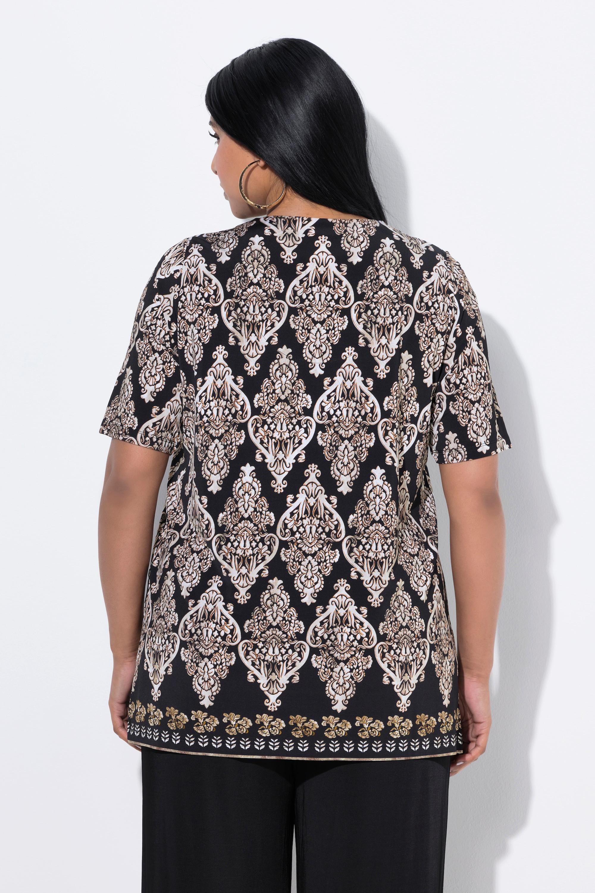 Ulla Popken Blouse Classic Col V Manches Courtes  