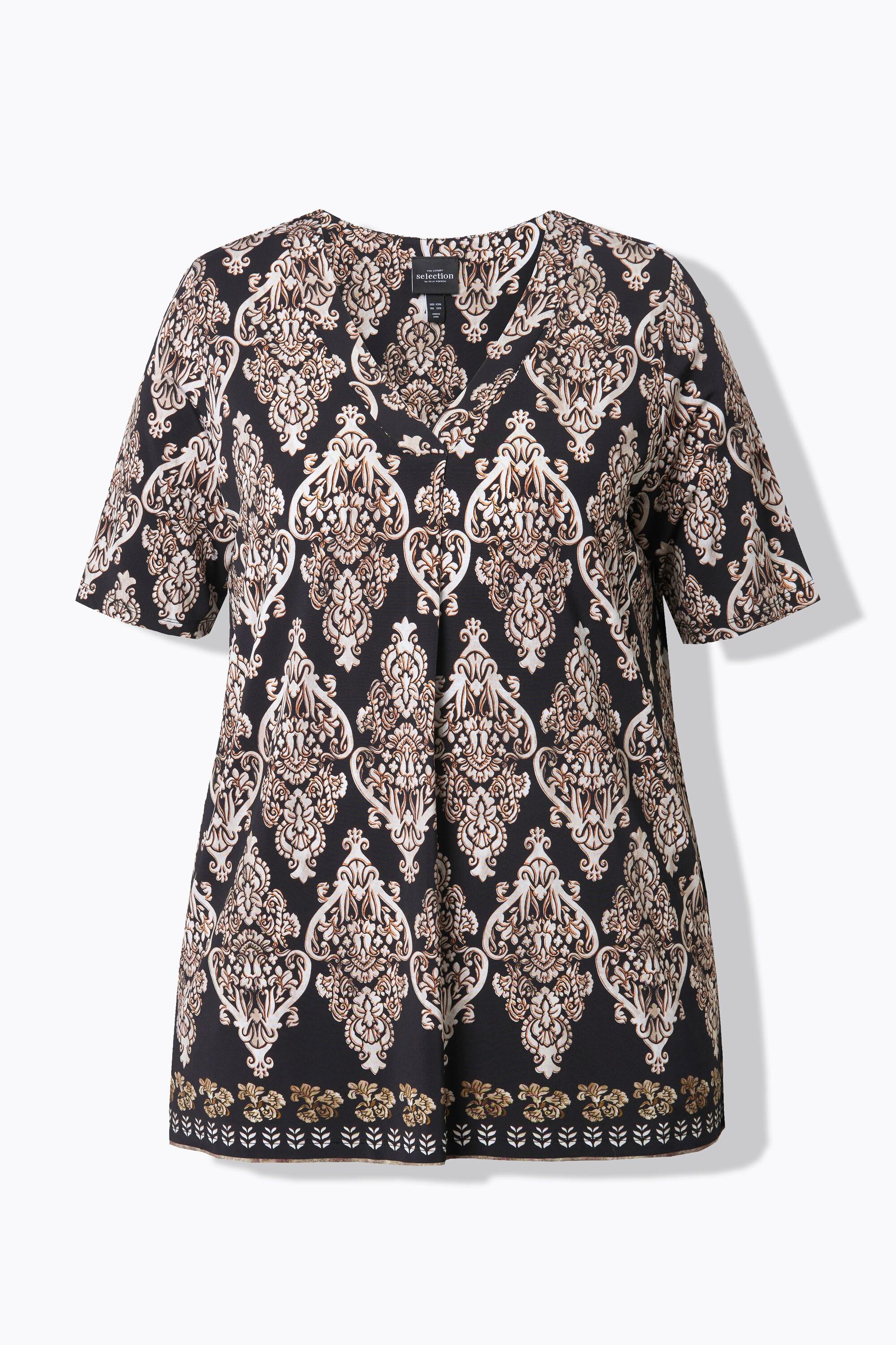 Ulla Popken Blouse Classic Col V Manches Courtes  