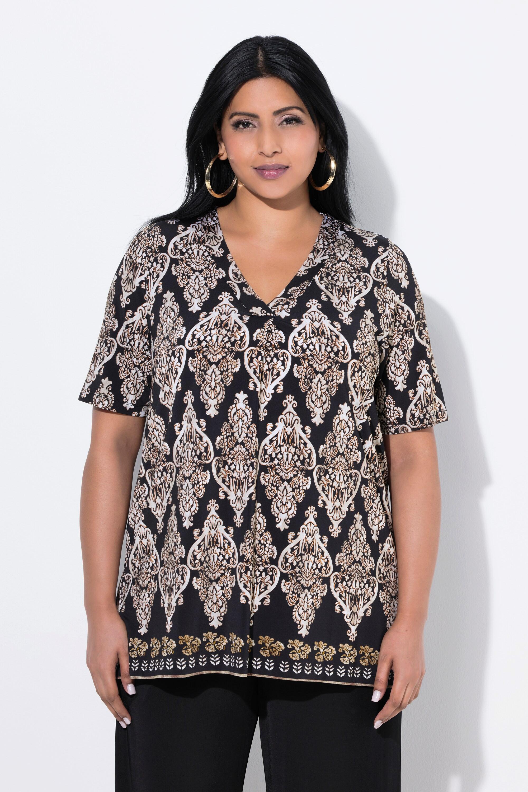 Ulla Popken Blouse Classic Col V Manches Courtes  