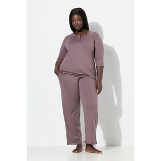 Ulla Popken Pigiama Ricami Traforati Scollo Rotondo Maniche 3/4  