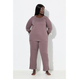 Ulla Popken Pigiama Ricami Traforati Scollo Rotondo Maniche 3/4  