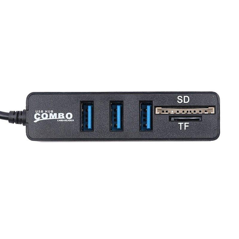 eStore  Mini lecteur de carte mémoire USB 2.0 + concentrateur USB, noir 
