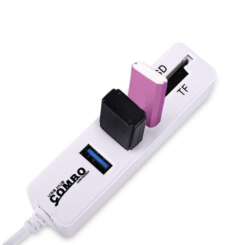 eStore  Mini-USB-2.0-Speicherkartenleser + USB-Hub 