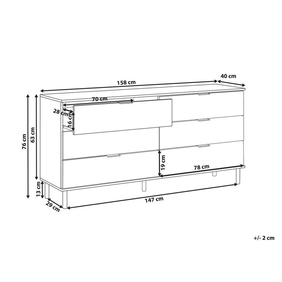 Beliani Kommode mit 6 Schubladen aus Faserplatte  WALPOLE  