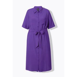 Ulla Popken Midikleid A-Linie Hemdkragen Halbarm  