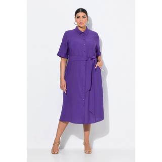 Ulla Popken Midikleid A-Linie Hemdkragen Halbarm  