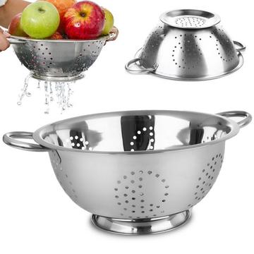 Colino da cucina universale a forma di ciotola con due manici in acciaio inox