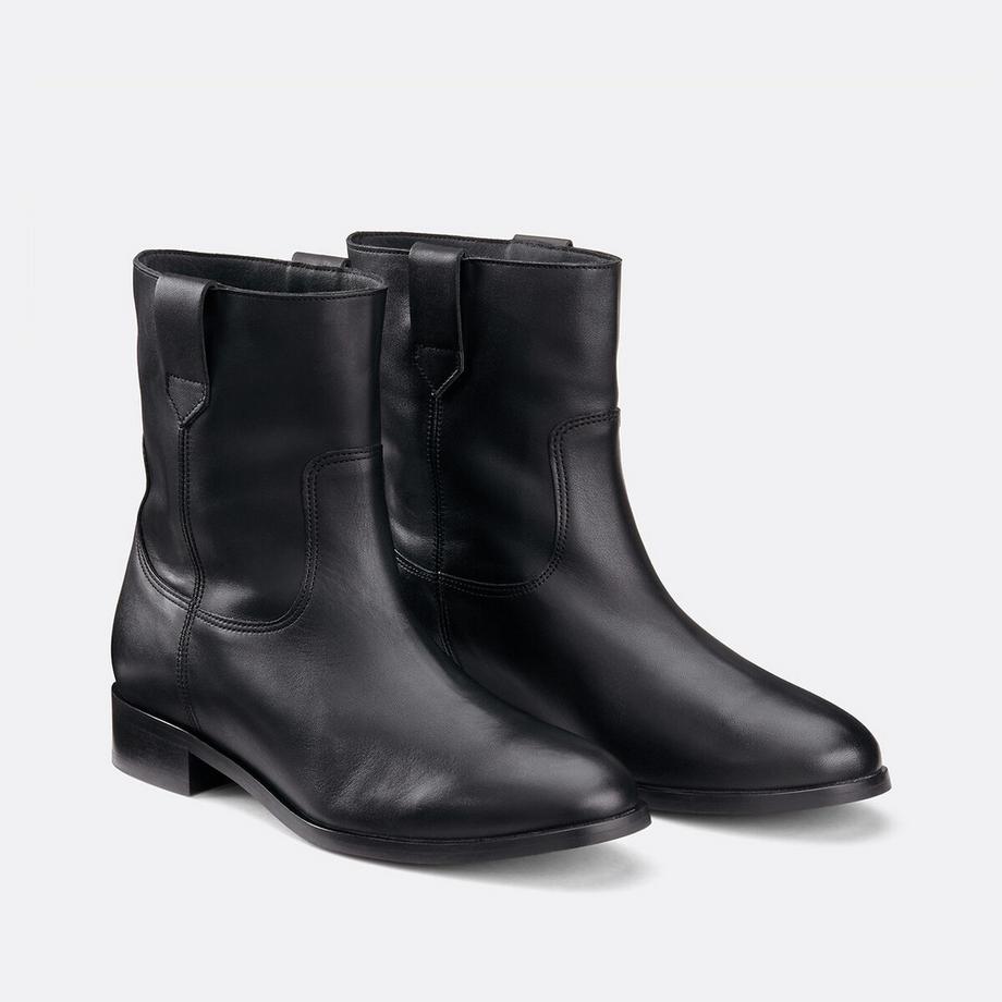 La Redoute Collections Boots en cuir à talon plat esprit western  