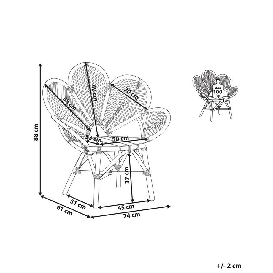 Beliani Sedia Peacock en Rattan Boho FLORENTINE II  