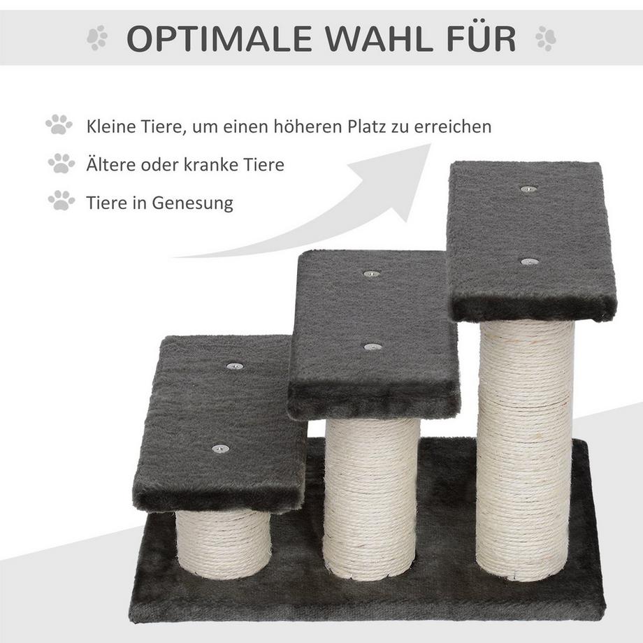 Northio  Escalier Pour Animaux De Compagnie Pour Chats Et Chiens Escalier Pour Chien Et Chat En 3 Marches, Peluche, Gris Foncé, 45 X 35 X 34 Cm 