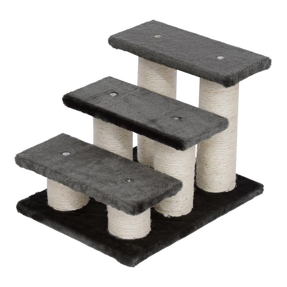 Northio  Escalier Pour Animaux De Compagnie Pour Chats Et Chiens Escalier Pour Chien Et Chat En 3 Marches, Peluche, Gris Foncé, 45 X 35 X 34 Cm 