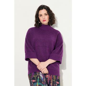 Maglione con inserti a costine, collo alto e maniche a 3/4