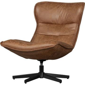 Fauteuil pivotant Warp simili cuir cognac