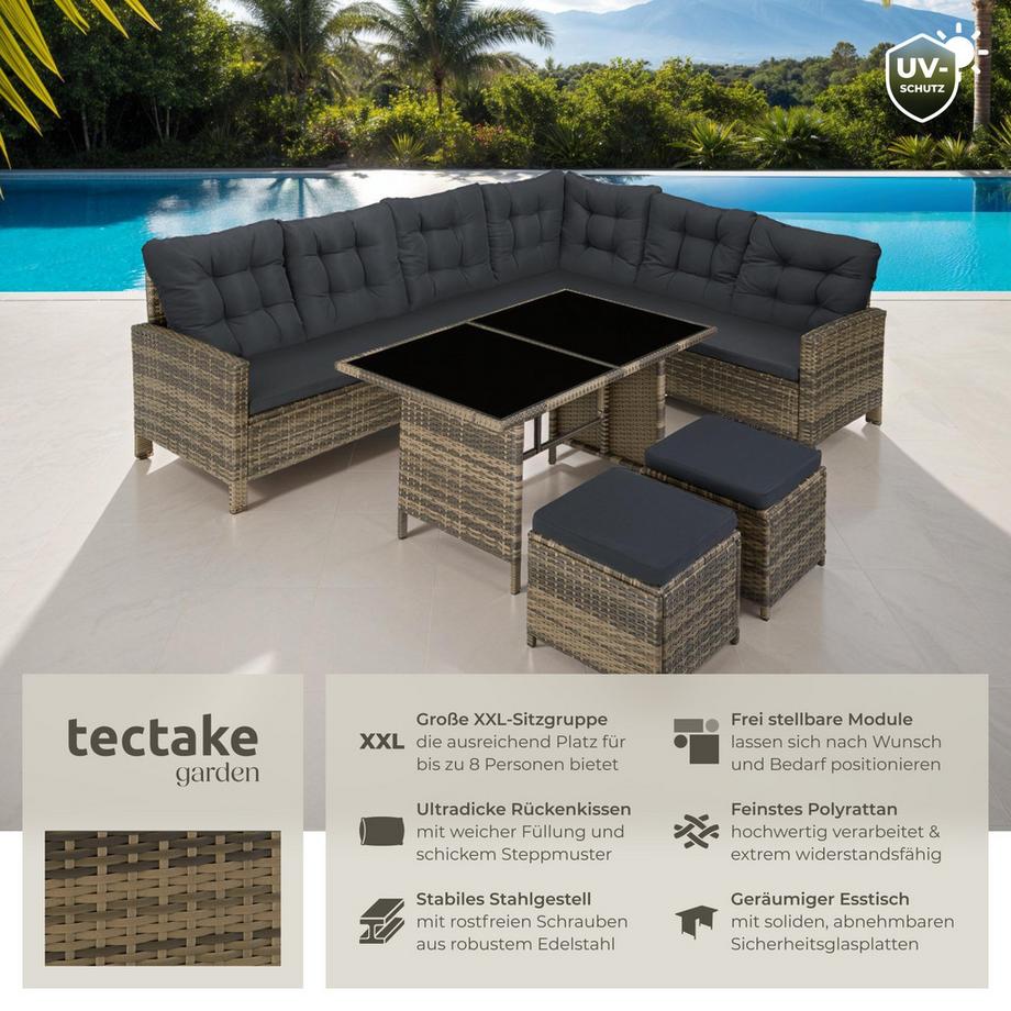 Tectake Rattan Lounge Barletta für 6 bis 8 Personen widerstandsfähig  