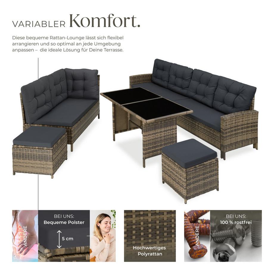 Tectake Rattan Lounge Barletta für 6 bis 8 Personen widerstandsfähig  