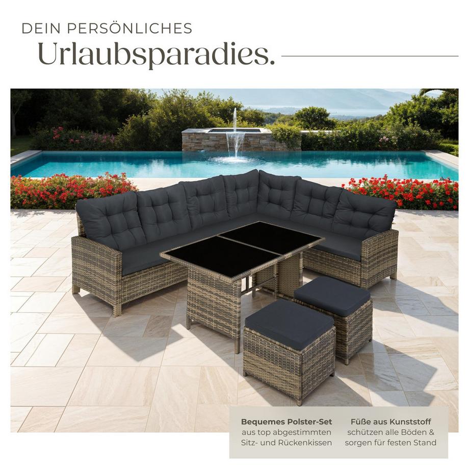 Tectake Rattan Lounge Barletta für 6 bis 8 Personen widerstandsfähig  