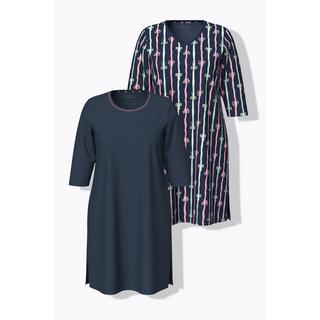 Ulla Popken  Bigshirts, 2er-Pack, Rundhals/V-Ausschnitt, 3/4-Arm 