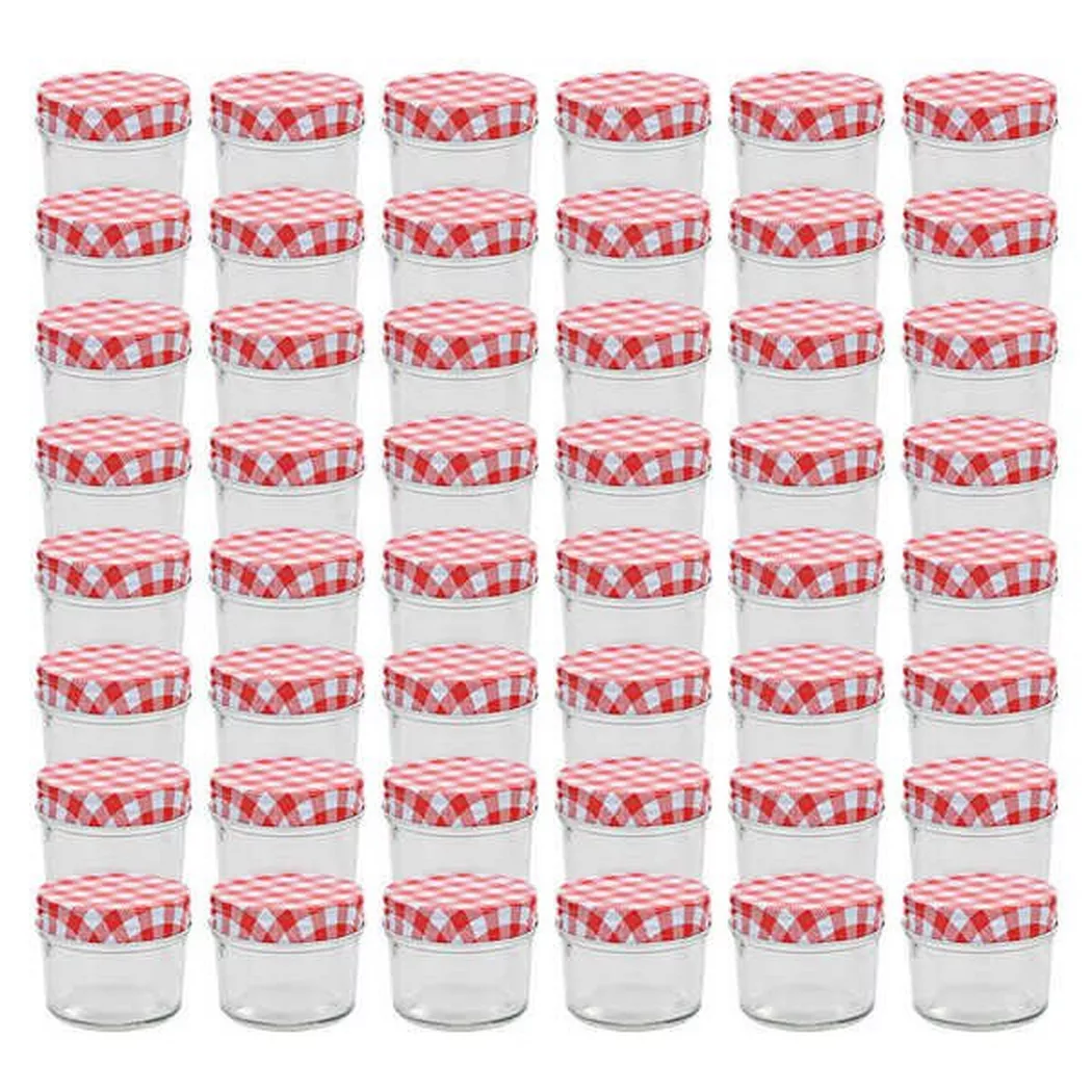 Vidaxl - 48 pcs Pots à confiture Couvercles blanc et rouge Verre 110 ml