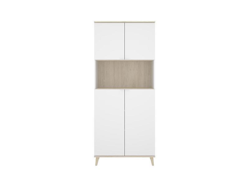 Vente-unique Credenza per cucina 4 ante e 1 nicchia Bianco e Rovere WAJDI  