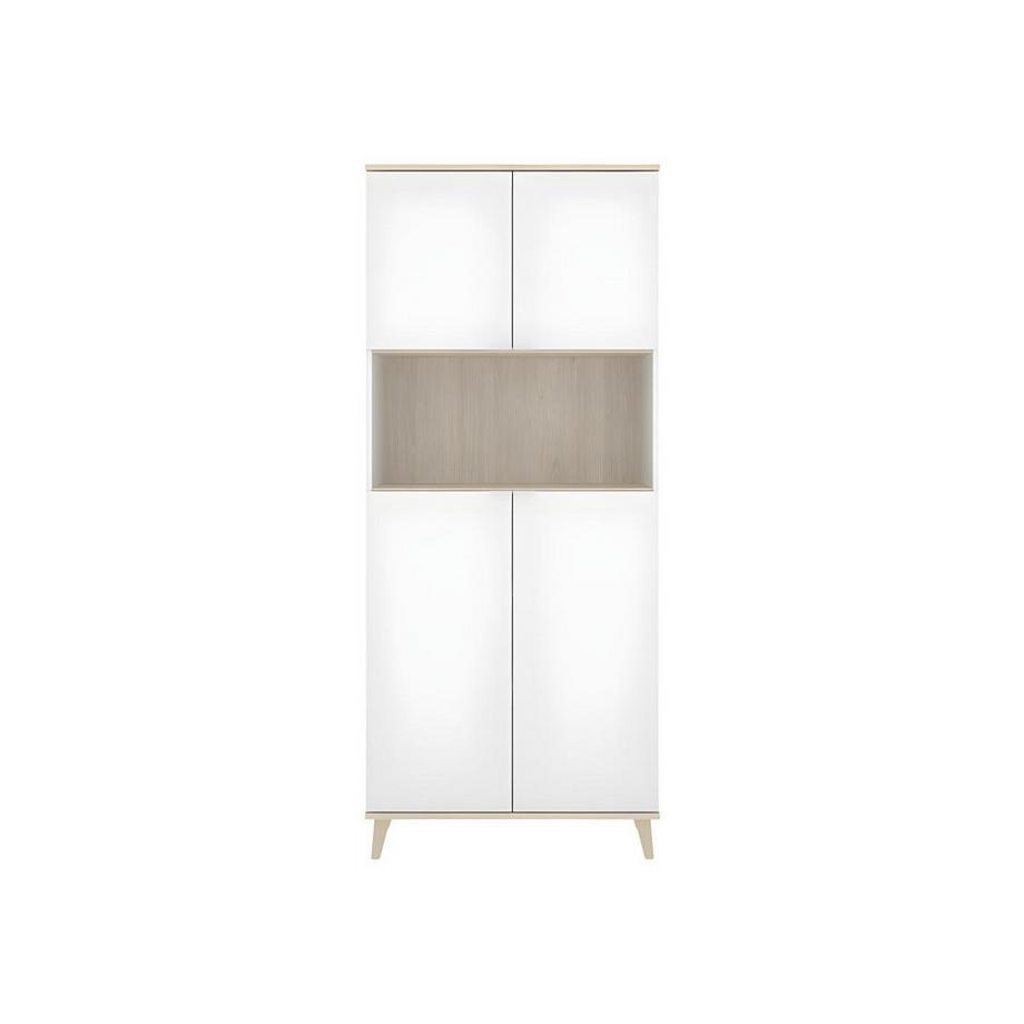 Vente-unique Credenza per cucina 4 ante e 1 nicchia Bianco e Rovere WAJDI  