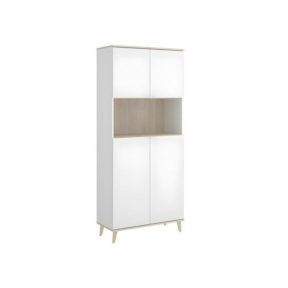 Vente-unique Credenza per cucina 4 ante e 1 nicchia Bianco e Rovere WAJDI  