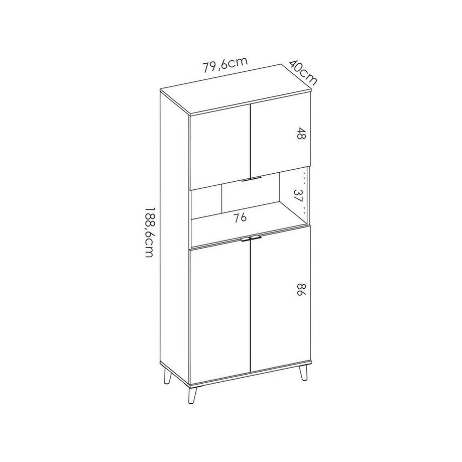 Vente-unique Credenza per cucina 4 ante e 1 nicchia Bianco e Rovere WAJDI  