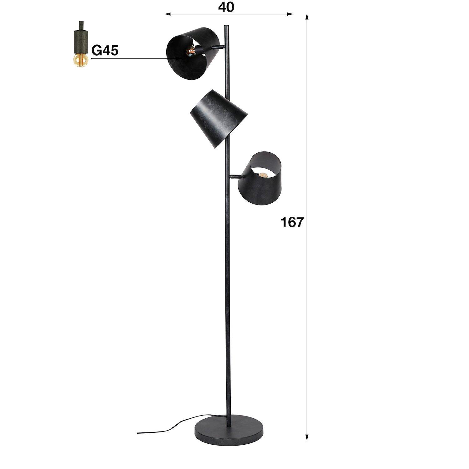 mutoni Stehlampe Kinetic 3xD18 Charcoal  